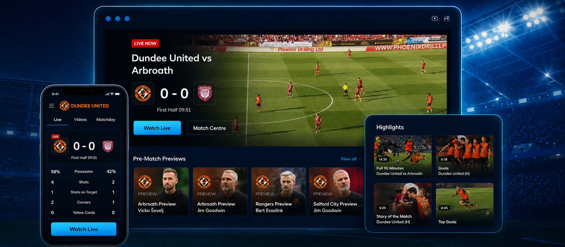 Club TV platform on multiple devices