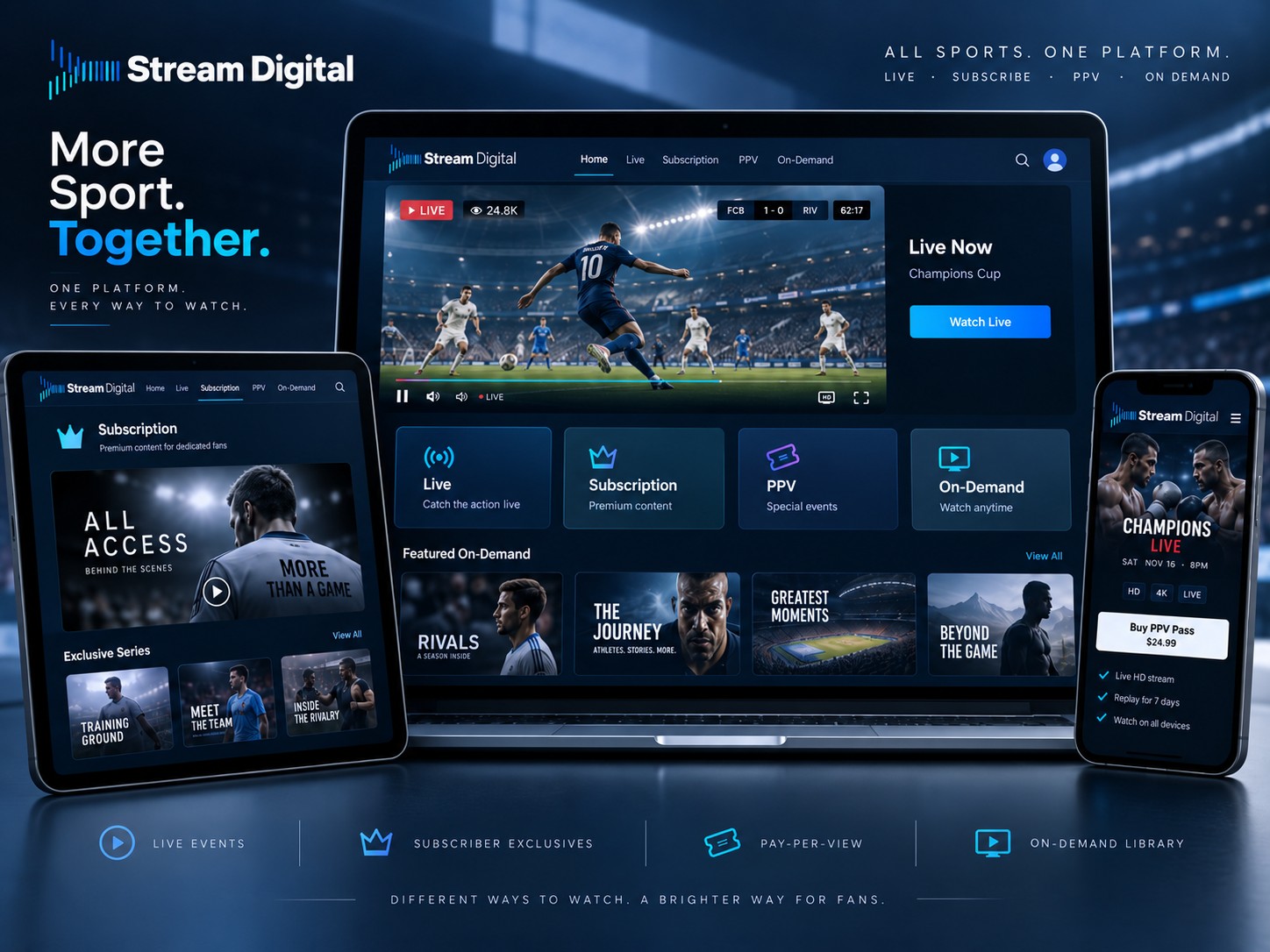Branded streaming platform combining subscription pay-per-view and video on demand