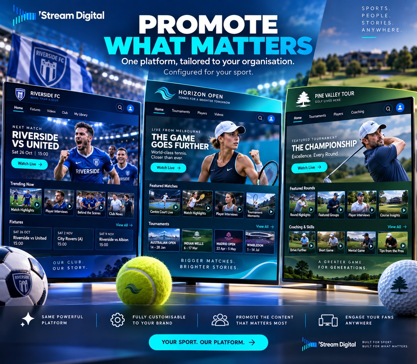Featured video content inside a branded viewing platform